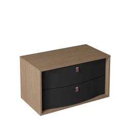 Meuble sous vasque suspendu noir mat 2 tiroirs l.90 x H.50 x P.50 cm, Decotec Havana