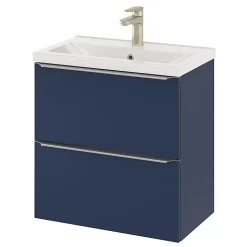 Meuble sous vasque suspendu faible profondeur bleu nuit mat l.60 x H.60 x P.36 cm, GoodHome Imandra