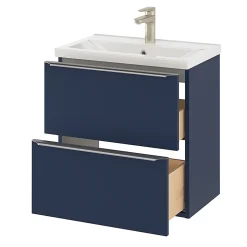 Meuble sous vasque suspendu faible profondeur bleu nuit mat l.60 x H.60 x P.36 cm, GoodHome Imandra