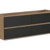 Meuble sous vasque suspendu - Coloris naturel clair et noir - 150 cm - SABURI