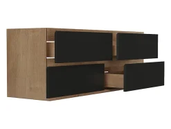 Meuble sous vasque suspendu - Coloris naturel clair et noir - 150 cm - SABURI