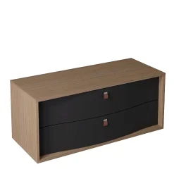 Meuble sous vasque suspendu noir mat 2 tiroirs l.120 x H.50 x P.50 cm, Decotec Havana