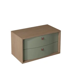 Meuble sous vasque suspendu vert fougère mat 2 tiroirs l.90 x H.50 x P.50 cm, Decotec Havana