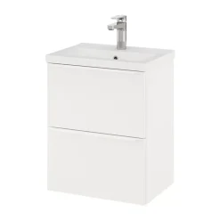 Meuble sous vasque suspendu faible profondeur blanc mat l.50 x H.60 x P.36 cm, GoodHome Imandra