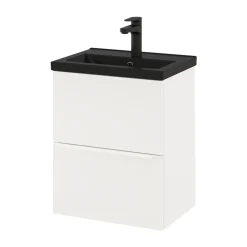 Meuble sous vasque suspendu faible profondeur blanc mat l.50 x H.60 x P.36 cm, GoodHome Imandra