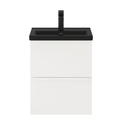 Meuble sous vasque suspendu faible profondeur blanc mat l.50 x H.60 x P.36 cm, GoodHome Imandra