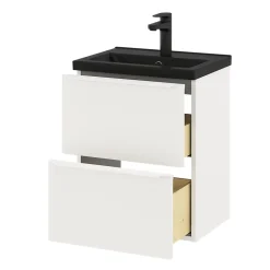 Meuble sous vasque suspendu faible profondeur blanc mat l.50 x H.60 x P.36 cm, GoodHome Imandra