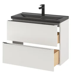 Meuble sous vasque suspendu faible profondeur blanc brillant l.80 x H.60 x P.36 cm, GoodHome Imandra