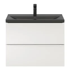 Meuble sous vasque suspendu faible profondeur blanc brillant l.80 x H.60 x P.36 cm, GoodHome Imandra
