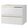 Meuble sous vasque suspendu ESPERO blanc 60 cm - bande décorative dorée