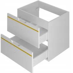 Meuble sous vasque suspendu ESPERO blanc 60 cm - bande décorative dorée