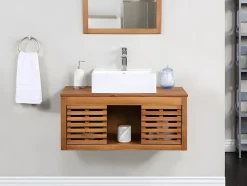Meuble sous vasque suspendu en bois d'acacia - 90 cm - PENEBEL