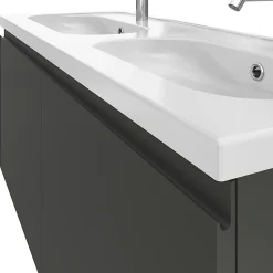 Meuble sous vasque suspendu gris anthracite mat 4 tiroirs l.120 x H.48 x P.45 cm, GoodHome Levanna