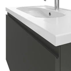 Meuble sous vasque suspendu gris anthracite mat 2 tiroirs l.80 x H.48 x P.45 cm Levanna