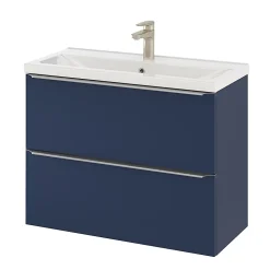 Meuble sous vasque suspendu faible profondeur bleu nuit mat l.80 x H.60 x P.36 cm, GoodHome Imandra