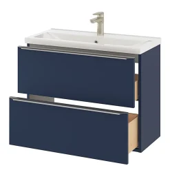 Meuble sous vasque suspendu faible profondeur bleu nuit mat l.80 x H.60 x P.36 cm, GoodHome Imandra