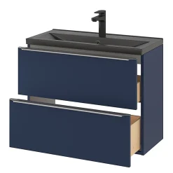 Meuble sous vasque suspendu faible profondeur bleu nuit mat l.80 x H.60 x P.36 cm, GoodHome Imandra