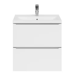 Meuble sous vasque suspendu faible profondeur blanc brillant l.60 x H.60 x P.36 cm, GoodHome Imandra