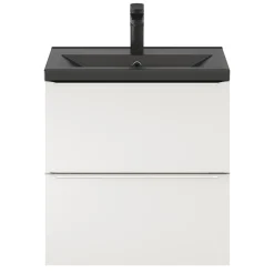 Meuble sous vasque suspendu faible profondeur blanc brillant l.60 x H.60 x P.36 cm, GoodHome Imandra
