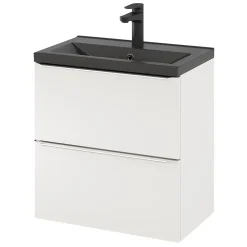 Meuble sous vasque suspendu faible profondeur blanc brillant l.60 x H.60 x P.36 cm, GoodHome Imandra