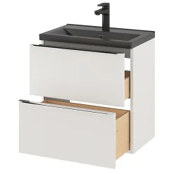 Meuble sous vasque suspendu faible profondeur blanc brillant l.60 x H.60 x P.36 cm, GoodHome Imandra