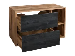 Meuble sous vasque suspendu coloris naturel et anthracite - 100 cm - TIKITIKI