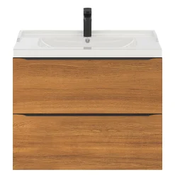 Meuble sous vasque suspendu effet noyer l.80 x H.60 x P.45 cm, GoodHome Imandra