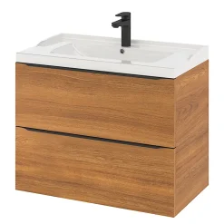 Meuble sous vasque suspendu effet noyer l.80 x H.60 x P.45 cm, GoodHome Imandra