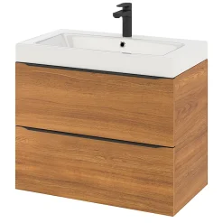 Meuble sous vasque suspendu effet noyer l.80 x H.60 x P.45 cm, GoodHome Imandra