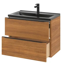 Meuble sous vasque suspendu effet noyer l.80 x H.60 x P.45 cm, GoodHome Imandra