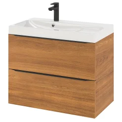 Meuble sous vasque suspendu effet noyer l.80 x H.60 x P.45 cm, GoodHome Imandra