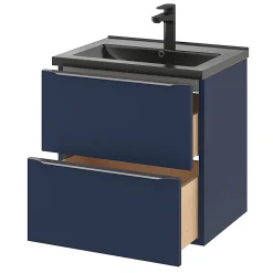 Meuble sous vasque suspendu bleu nuit mat l.60 x H.60 x P.45 cm, GoodHome Imandra