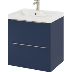 Meuble sous vasque suspendu bleu nuit mat l.60 x H.60 x P.45 cm, GoodHome Imandra