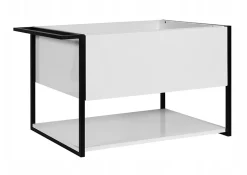 Meuble sous vasque suspendu LOV avec porte-serviettes blanc brillant et noir 80 cm