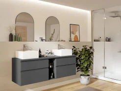Meuble sous vasque suspendu - Gris - 150 cm - MAGDALENA II