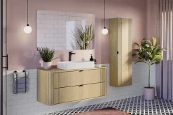 Meuble sous vasque suspendu OVALIA - 2 tiroirs chêne 120 cm