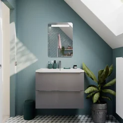 Meuble sous vasque suspendu faible profondeur gris brillant l.60 x H.60 x P.36 cm, GoodHome Imandra