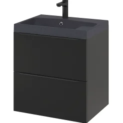 Meuble sous vasque suspendu noir mat l.60 x H.60 x P.45 cm, GoodHome Imandra