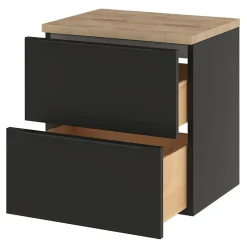 Meuble sous vasque suspendu noir mat l.60 x H.60 x P.45 cm, GoodHome Imandra