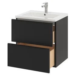 Meuble sous vasque suspendu noir mat l.60 x H.60 x P.45 cm, GoodHome Imandra