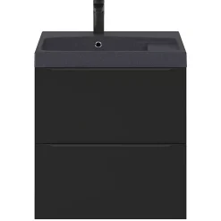Meuble sous vasque suspendu noir mat l.60 x H.60 x P.45 cm, GoodHome Imandra
