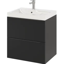 Meuble sous vasque suspendu noir mat l.60 x H.60 x P.45 cm, GoodHome Imandra