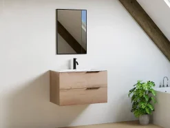 Meuble sous vasque suspendu - Naturel clair - 80 cm - NISAYA