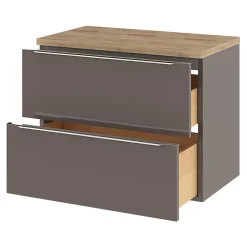 Meuble sous vasque suspendu gris taupe brillant l.80 x H.60 x P.45 cm, GoodHome Imandra