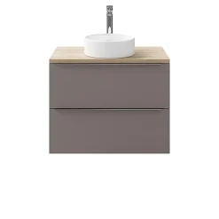 Meuble sous vasque suspendu gris taupe brillant l.80 x H.60 x P.45 cm, GoodHome Imandra