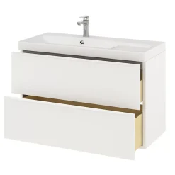 Meuble sous vasque suspendu blanc mat l.100 x H.60 x P.45 cm, GoodHome Imandra