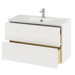 Meuble sous vasque suspendu blanc mat l.100 x H.60 x P.45 cm, GoodHome Imandra