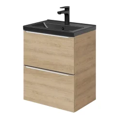 Meuble sous vasque suspendu faible profondeur effet chêne l.50 x H.60 x P.36 cm, GoodHome Imandra