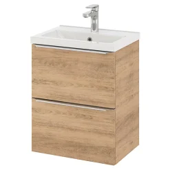 Meuble sous vasque suspendu faible profondeur effet chêne l.50 x H.60 x P.36 cm, GoodHome Imandra