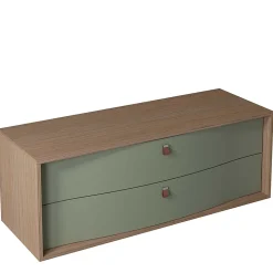 Meuble sous vasque suspendu vert fougère mat 2 tiroirs l.140 x H.50 x P.50 cm, Decotec Havana